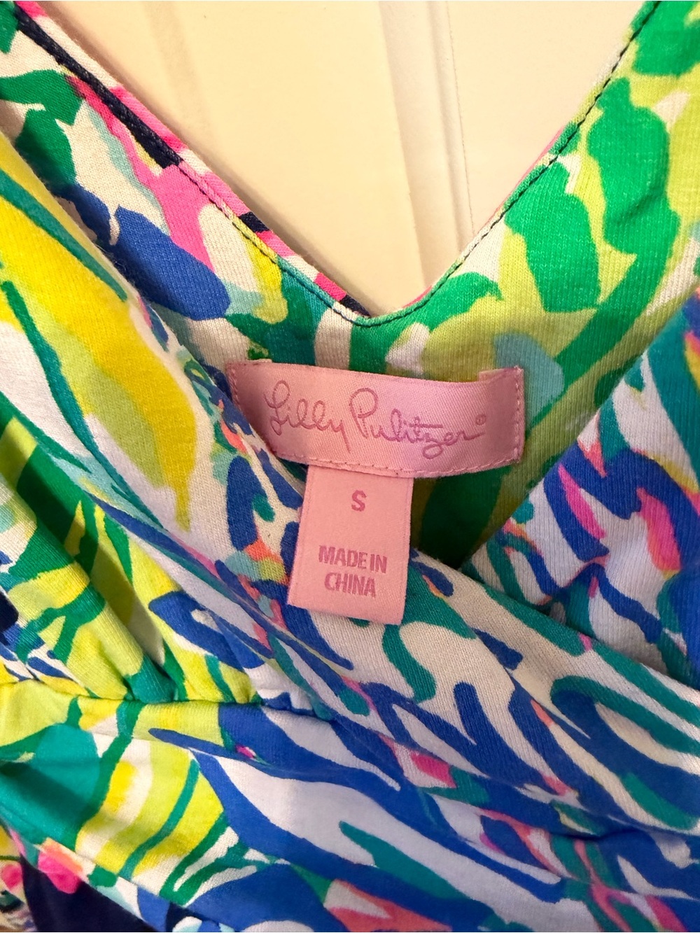 Lilly Pulitzer Navy Floral Wrap Dress with Pink, Green & Blue